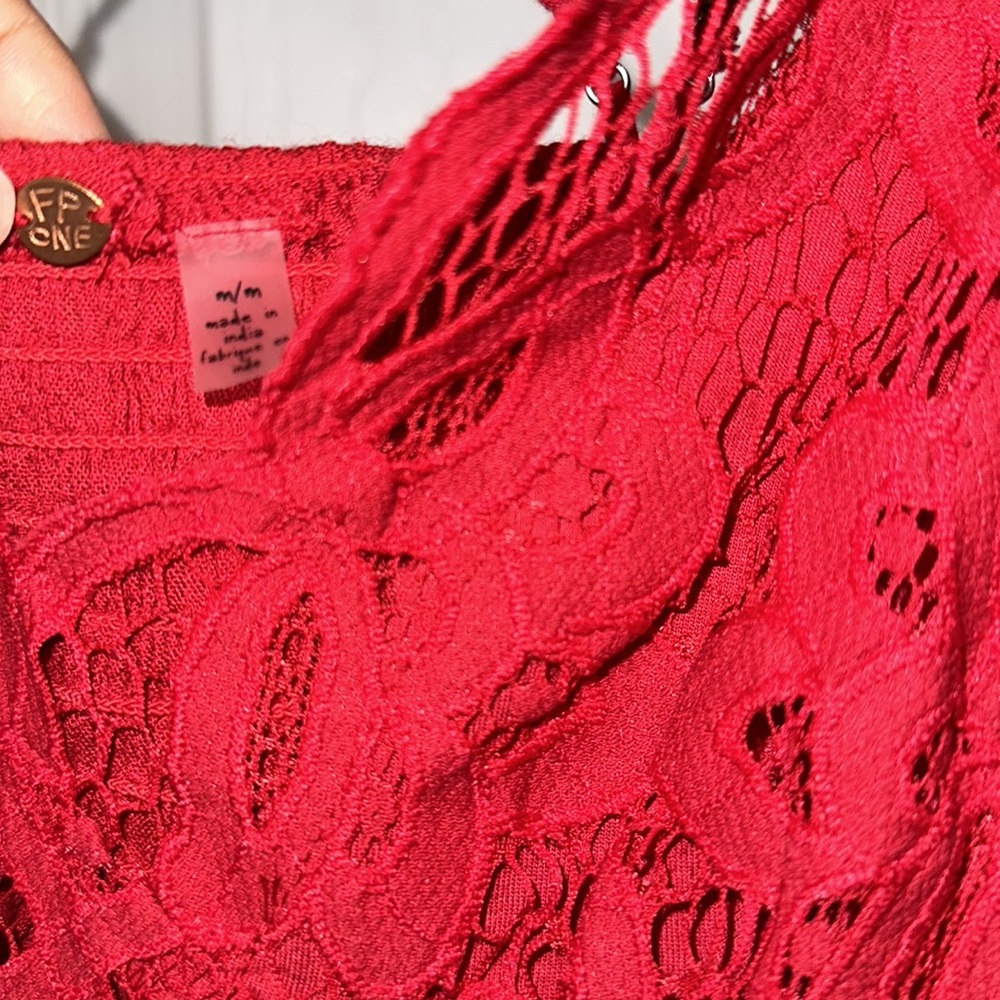 FP Free people Adella red mini lace dress BLOGGER'S FAVE! - Picture 6 of 8